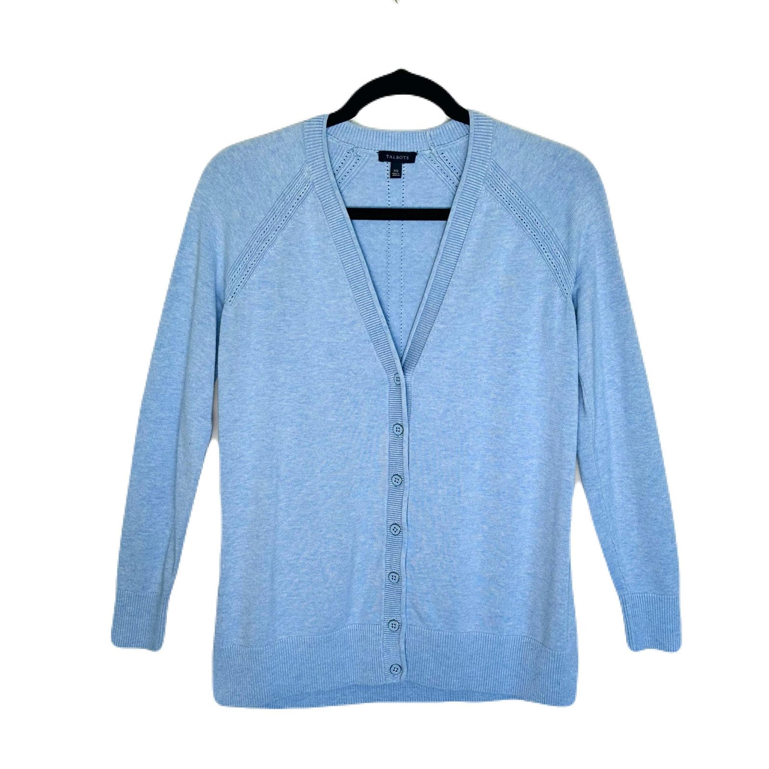 Talbots Women’s Cotton Blend Light Cardigan Sweater Light Blue XS