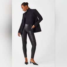 Spanx Faux Leather Moto Leggings Black Size XL