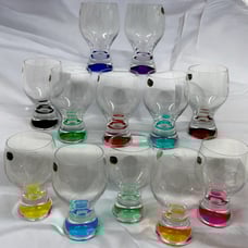 Vintage Full Set of 12 Bohemia Glass Tumblers- Multi Colored RARE Complete