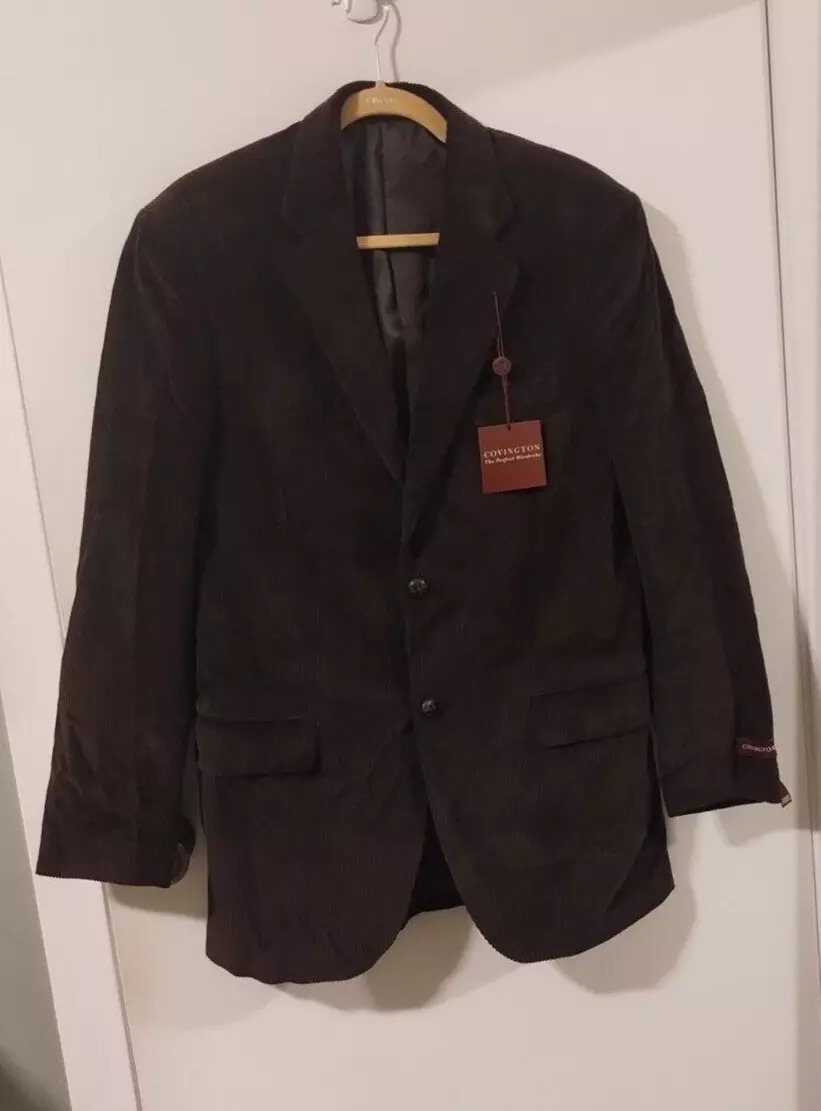 Covington Brown Blazer Jacket Sport Coat 38R Leather Button Professor Preppy NEW