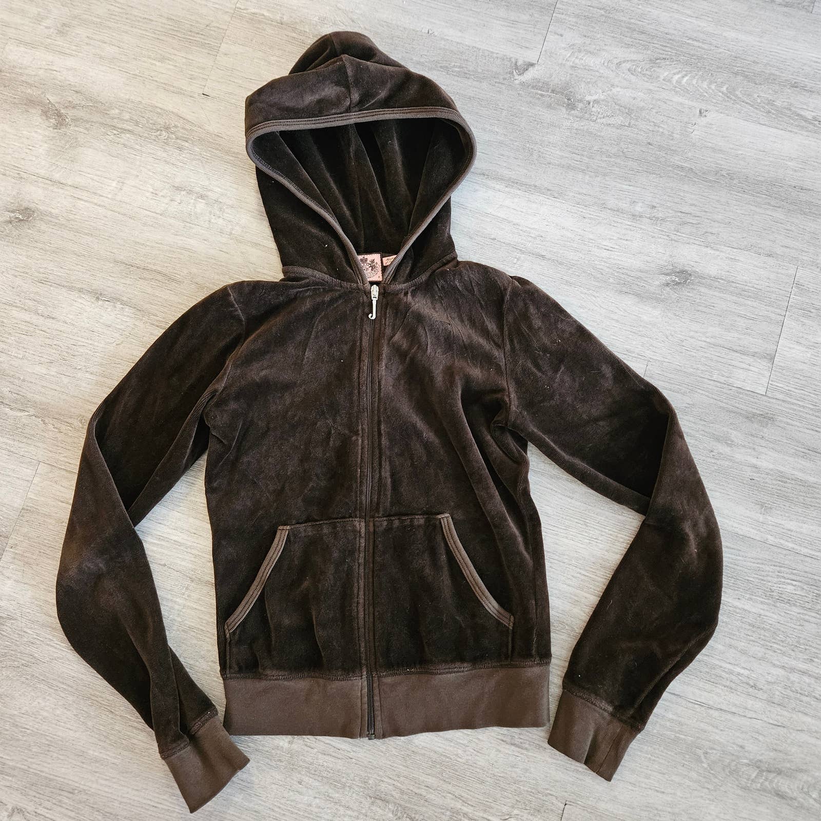 Juicy Couture Velour Tracksuit Jacket in Brown Size Small