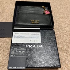 Prada card case, can also be used as a wallet, made of Saffiano leather, with a robot design.
