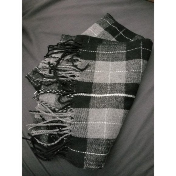 Mens Gray Plaid Acrylic Scarf Softer Than Cashmere Scarves