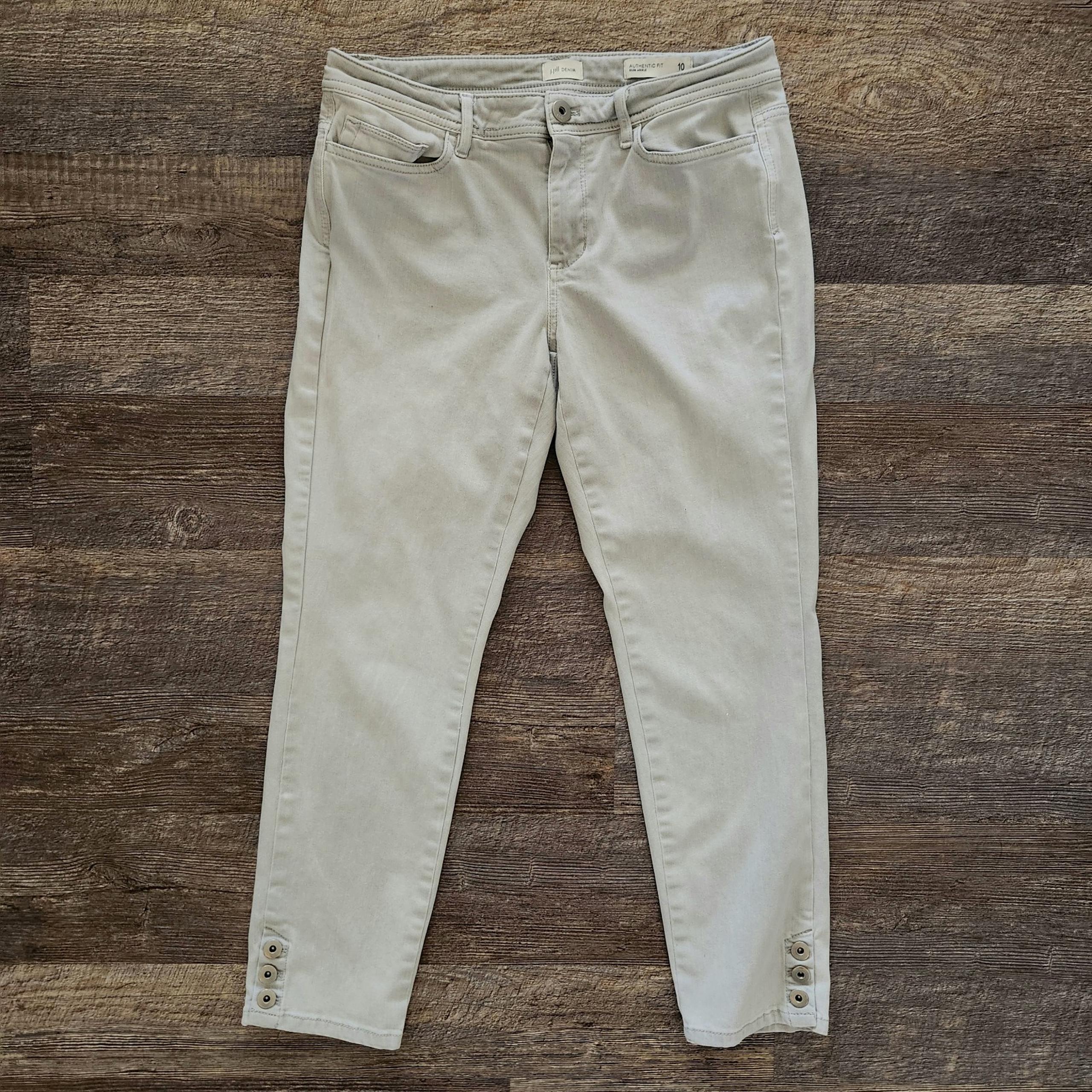 J. Jill Denim Womens Pale Gray Authentic Fit Slim Ankle Midrise Jeans Size 10