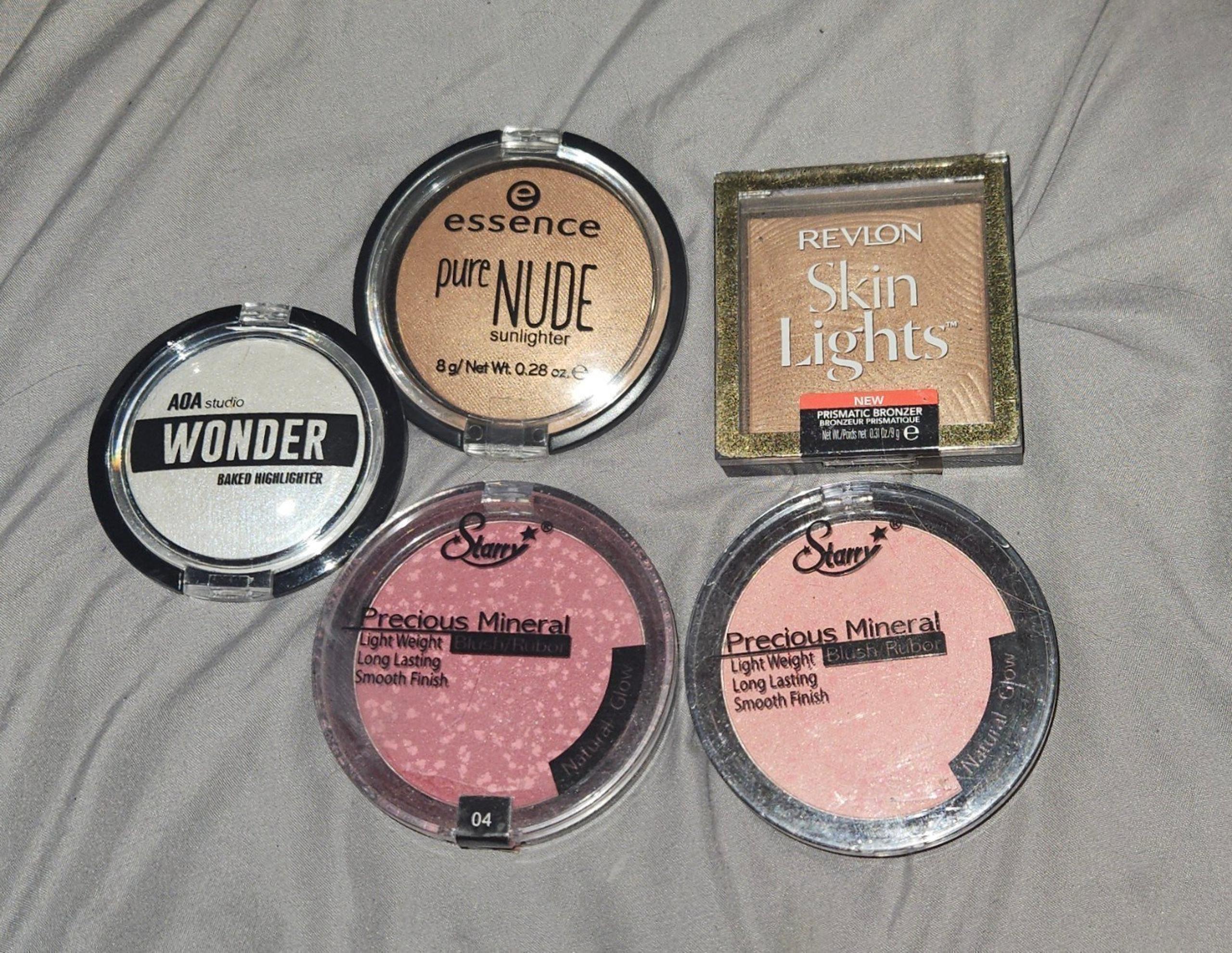 Makeup Bundle- Revlon Skin Lights Bronzer, Essence Highlighter + Blushes & More