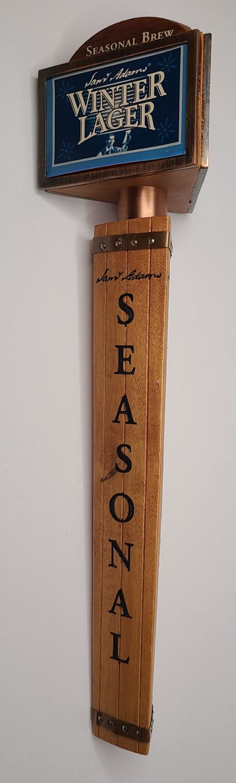 Old Style Samuel Adams Winter Lager Seasonal Tap Marker With Changeable Drafts Old Style Samuel Adams Winter Lager Seasonal Tap Marker With Changeable Drafts