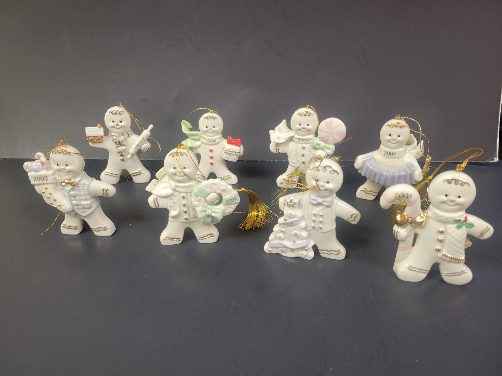 Lenox Gingerbread Ornaments Lot of 8 (Includes Rare 2005 Lollipop Ornament)