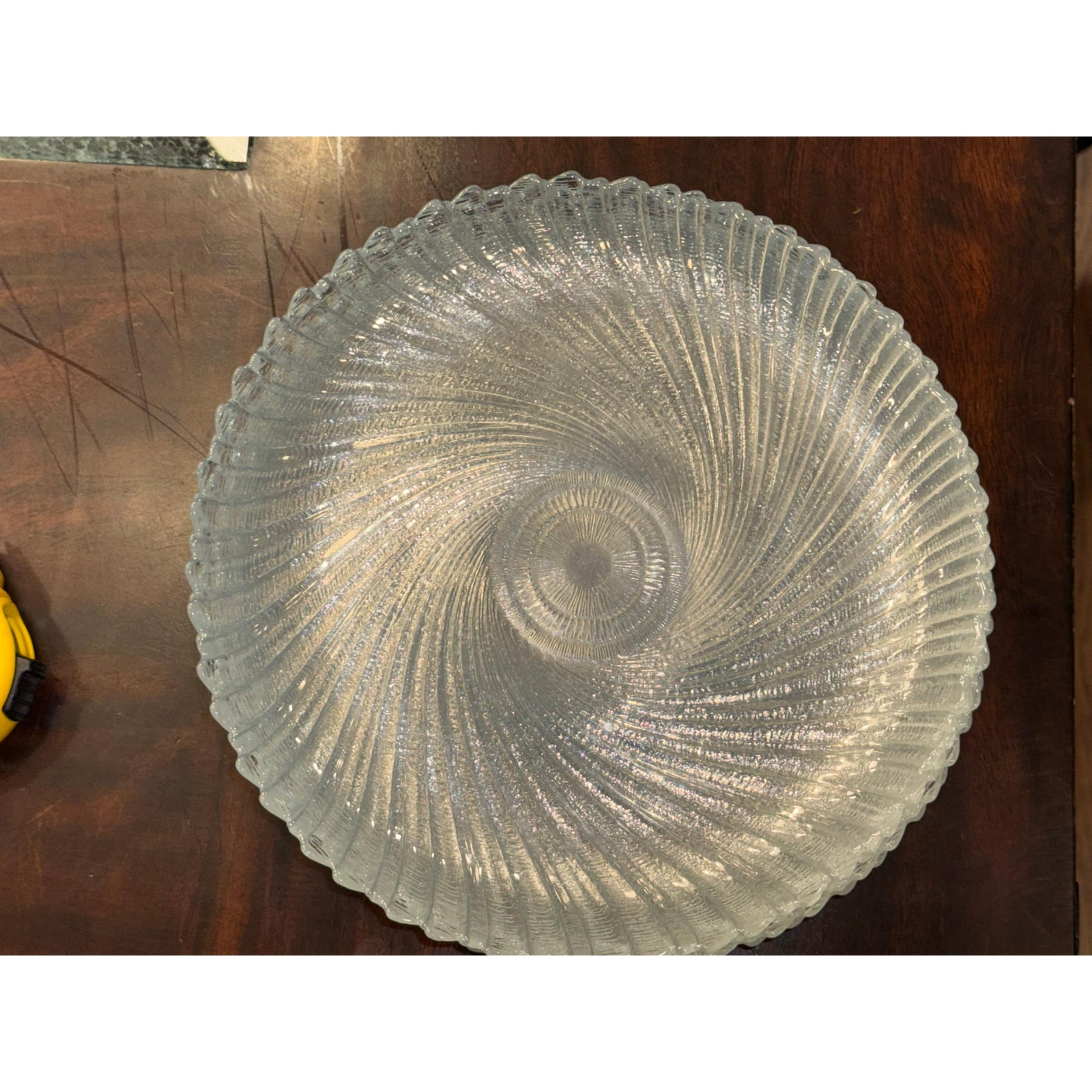 Set of 8 Vintage Seabreeze 10” Dinner Plate Clear Glass Swirl Scalloped - Arcoroc