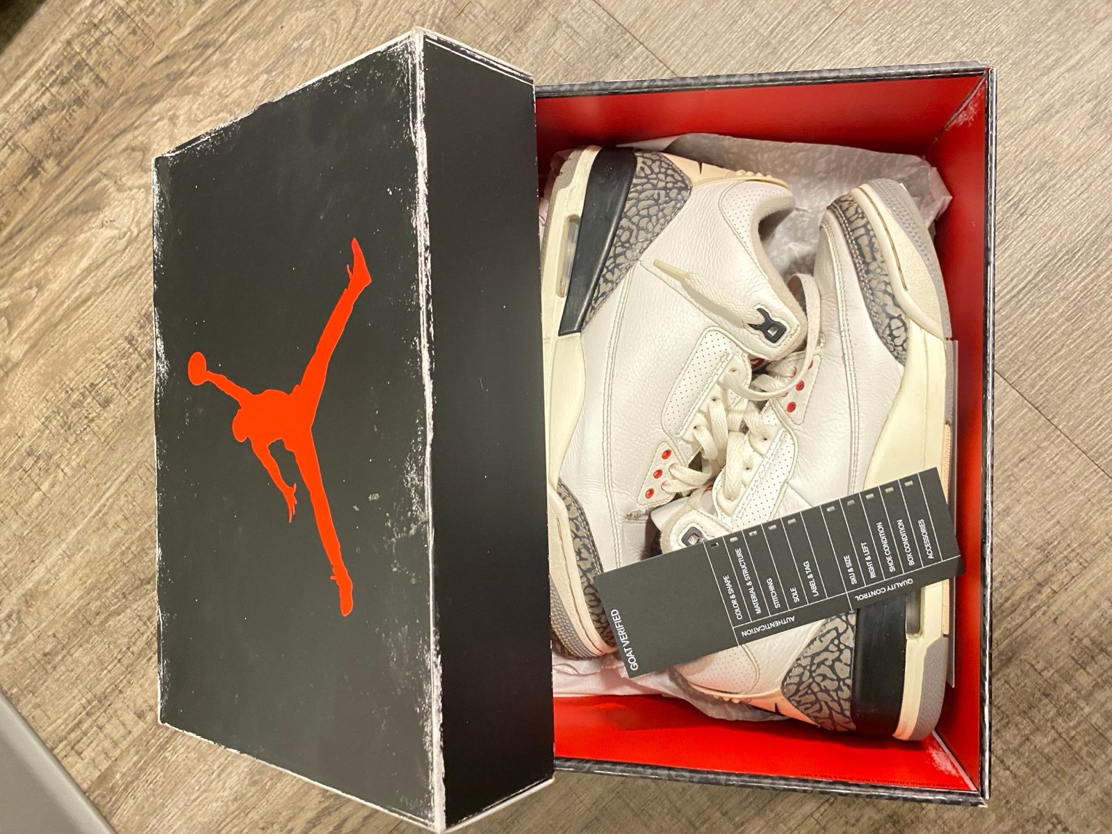 Jordan 3 Retro White Cement Reimagined Sz 9