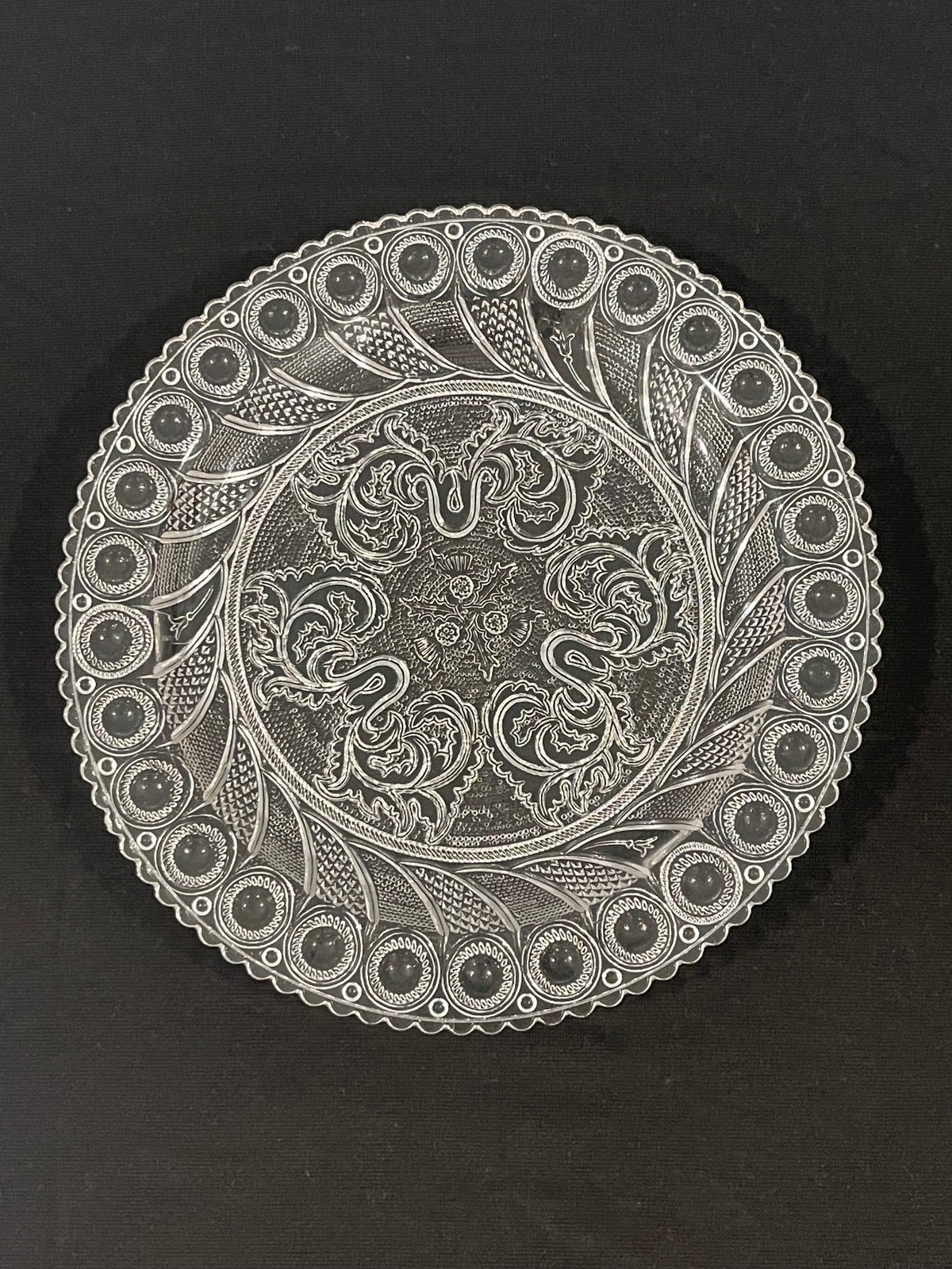 Imperial Boston & Sandwich Peacock Eye & Thistle Clear Glass Plate's 8 Set of 4