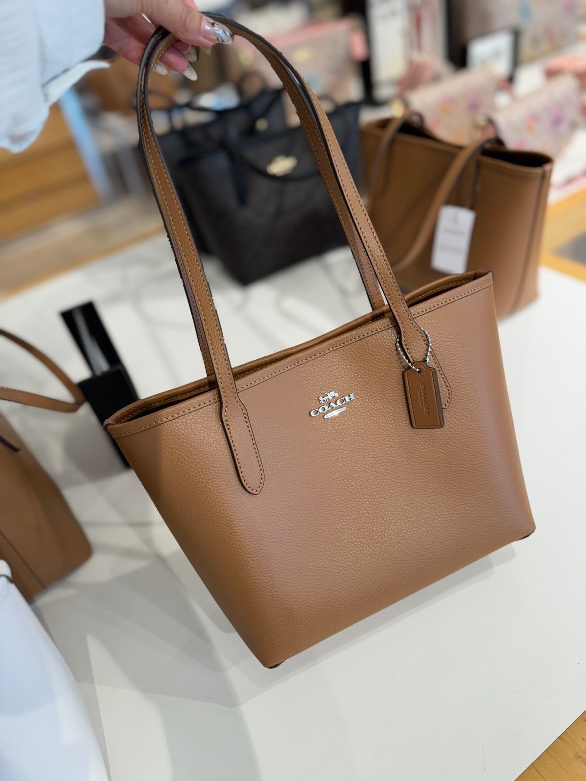 NWT！COACH SMALL CITY TOTE（COACH CT859）SILVER/LIGHT SADDLE fast shipping