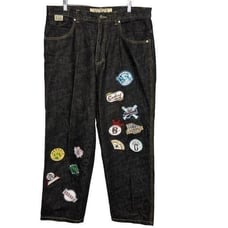 NLBPA Negro League Baseball Players Label Loose Fit Black Wash Jeans 36x32