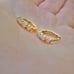 14K Solid Yellow Gold Australian Opal Small Huggie Hoop Earrings
