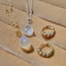 14K Solid Yellow Gold Australian Opal Small Huggie Hoop Earrings