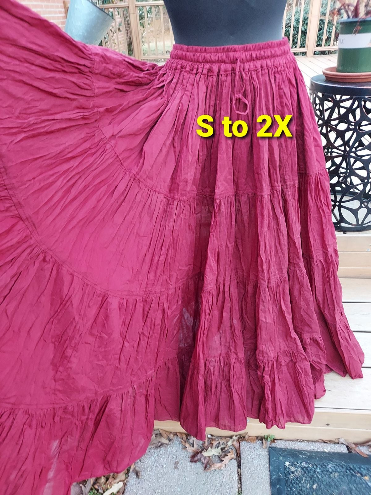 Boho Cotton Gauze Maxi Skirt S to 2X