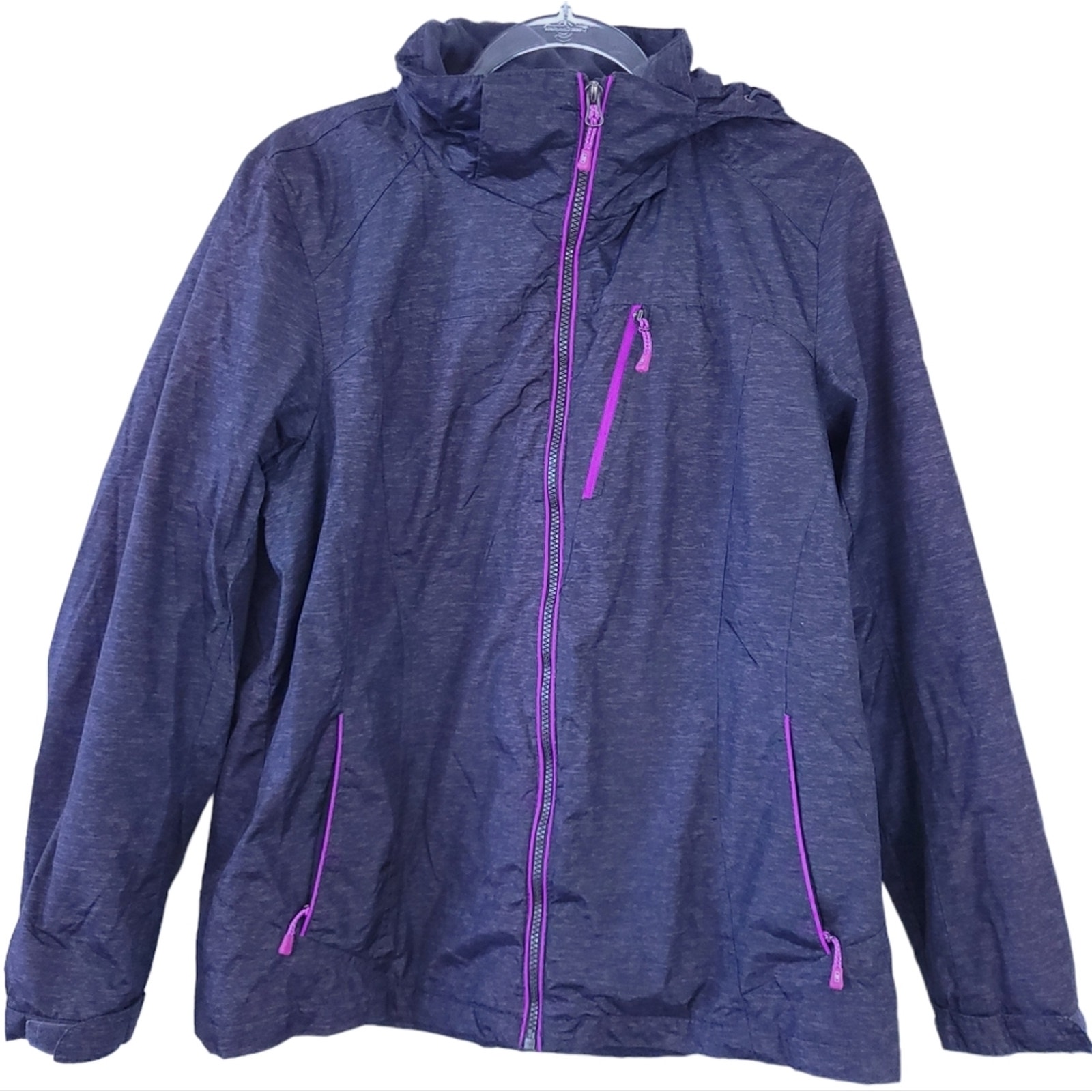 ZeroXposur Winter Coat Women Large Gray, Zip Up, Zipper Pockets, High Neck