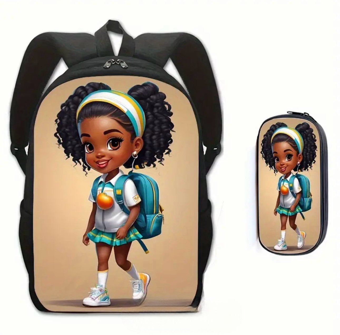 NWT AD 2pcs Cartoon Girls School Bags Set With Pencil Case