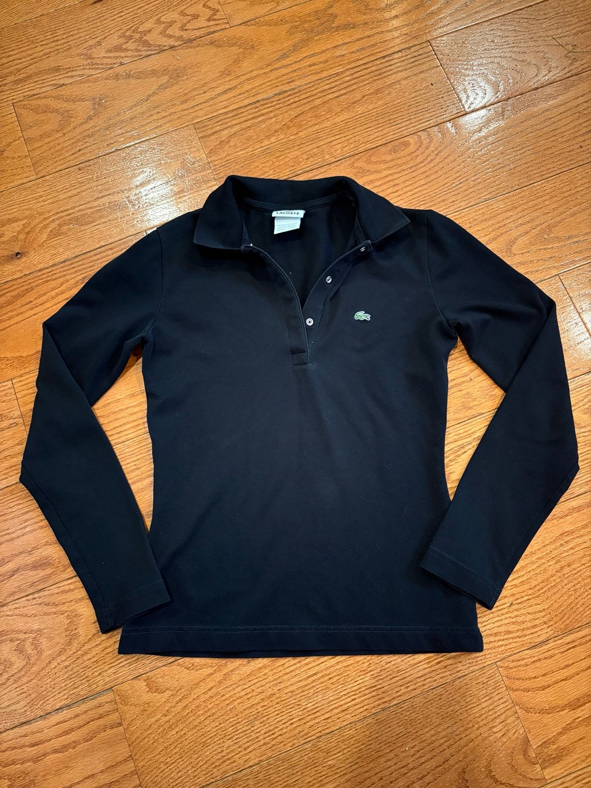 AUTH Lacoste Long Sleeve Button Classy Stretch Polo Top