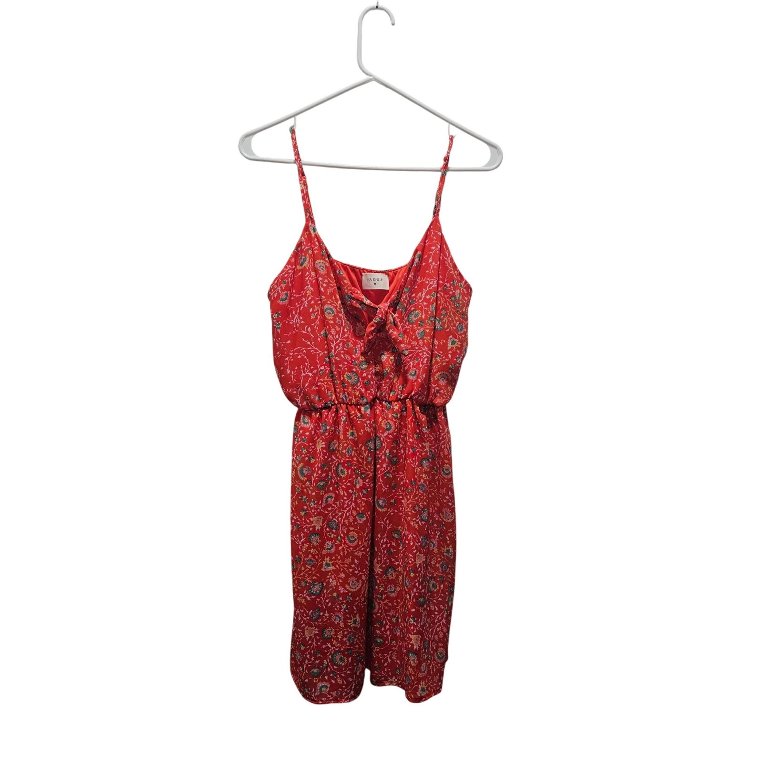 Anthropologie Everly Red Tie Front Strap Sleeveless Sundress Size S