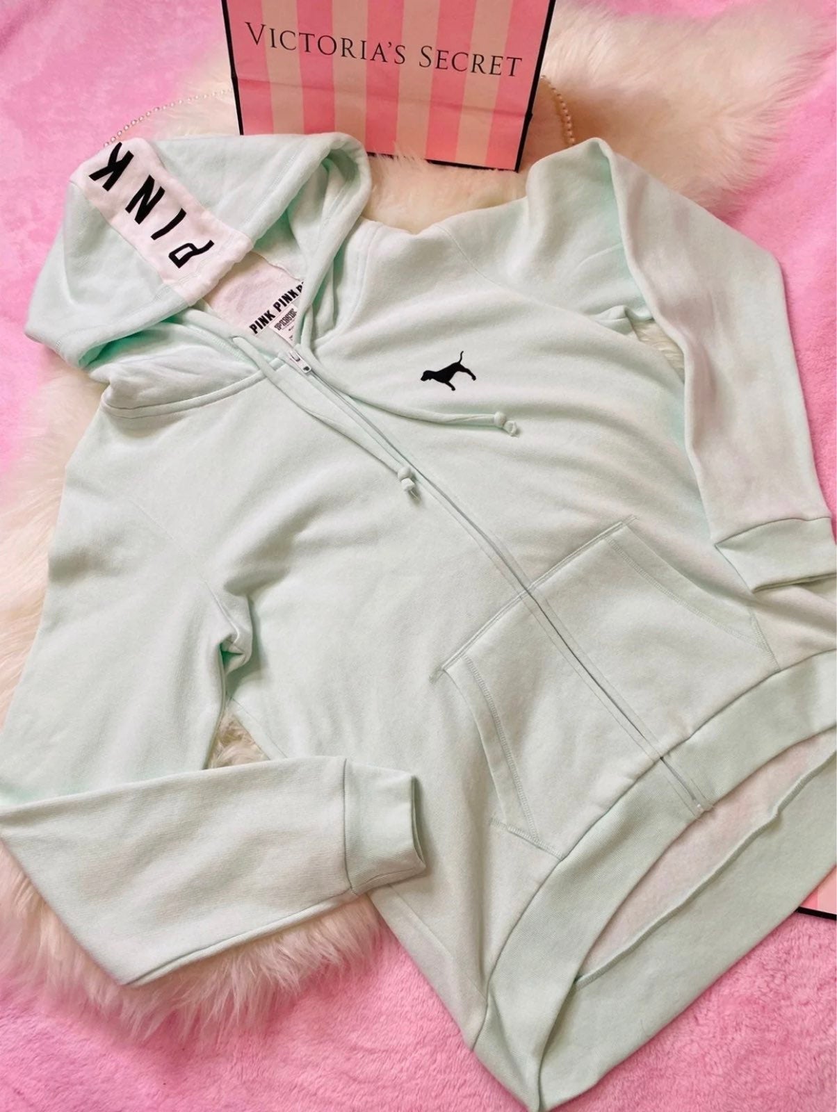 VS PINK Pastel Green Hoodie Jacket