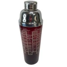 VTG Dark Ruby Red Cocktail Shaker 16 Recipes 11 inch tall Cranberry Glass MCM