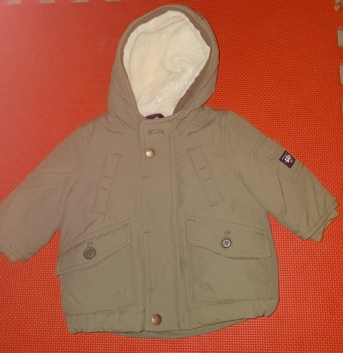 GAP infant winter parka Olive green 0-6 months