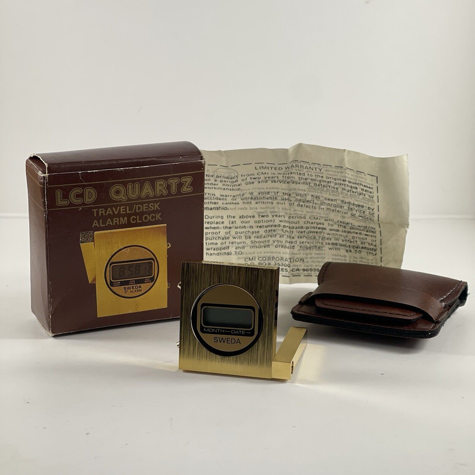 SWEDA Alarm Clock Vintage Mini Miniature Travel Timepiece - Untested As Is