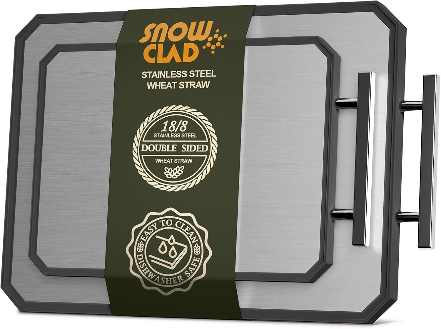 2PK SNOWCLAD Double Sided Steel Wheat Cutting Board Set (16" x 11" + 12" x 8.3")