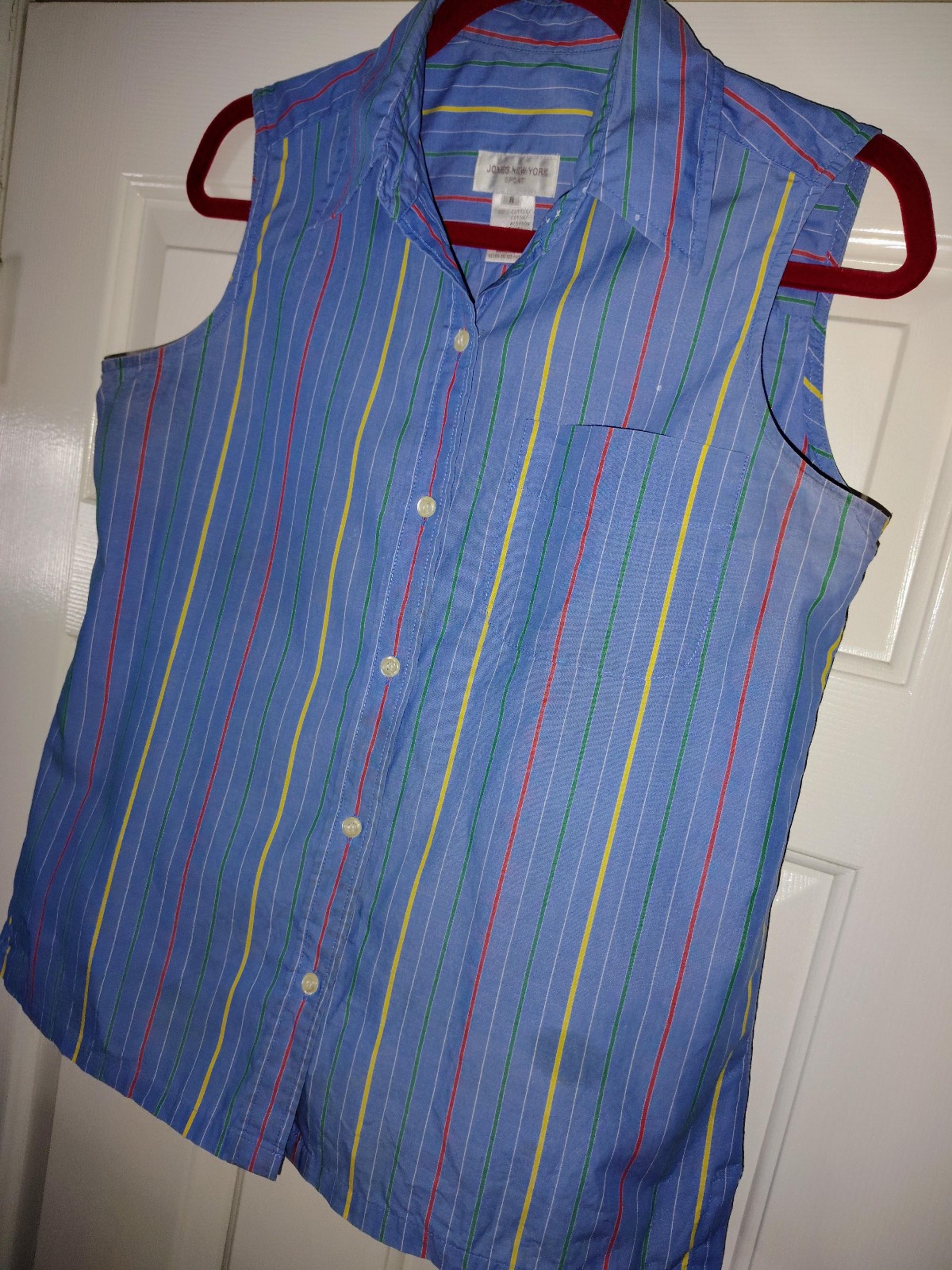 Vintage Y2K Jones New York striped sleeveless button down blouse