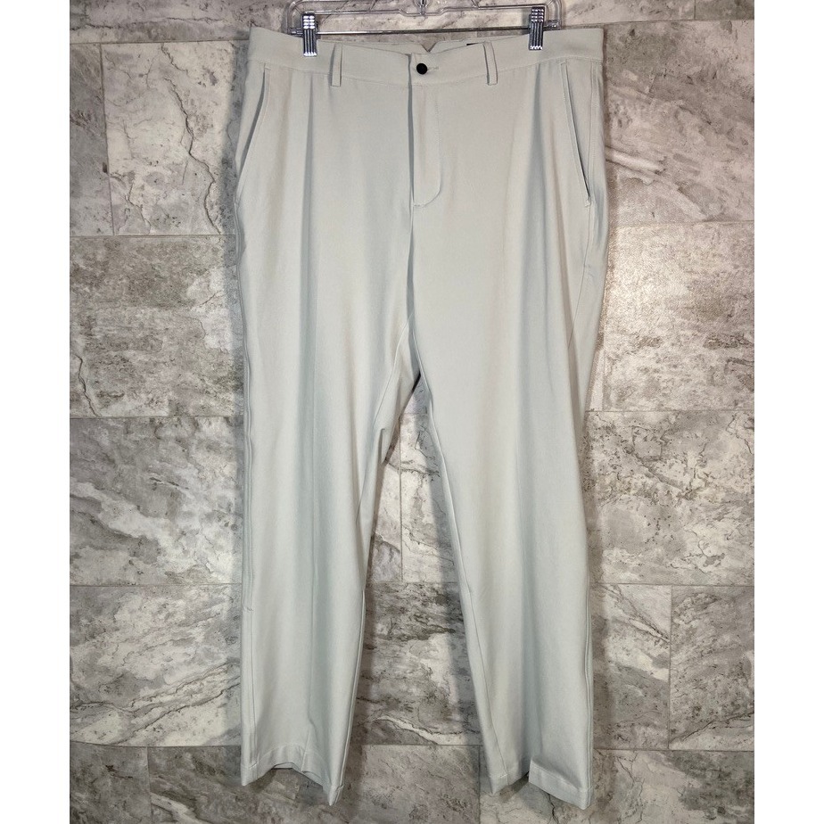 DUNNING Mens Golf Pants Light Grey Flat Front Straight Leg Size 36 x 29