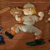 Sexton Painted Metal Baseball Kids Wall Plaque USA, Vintage, Set of 3