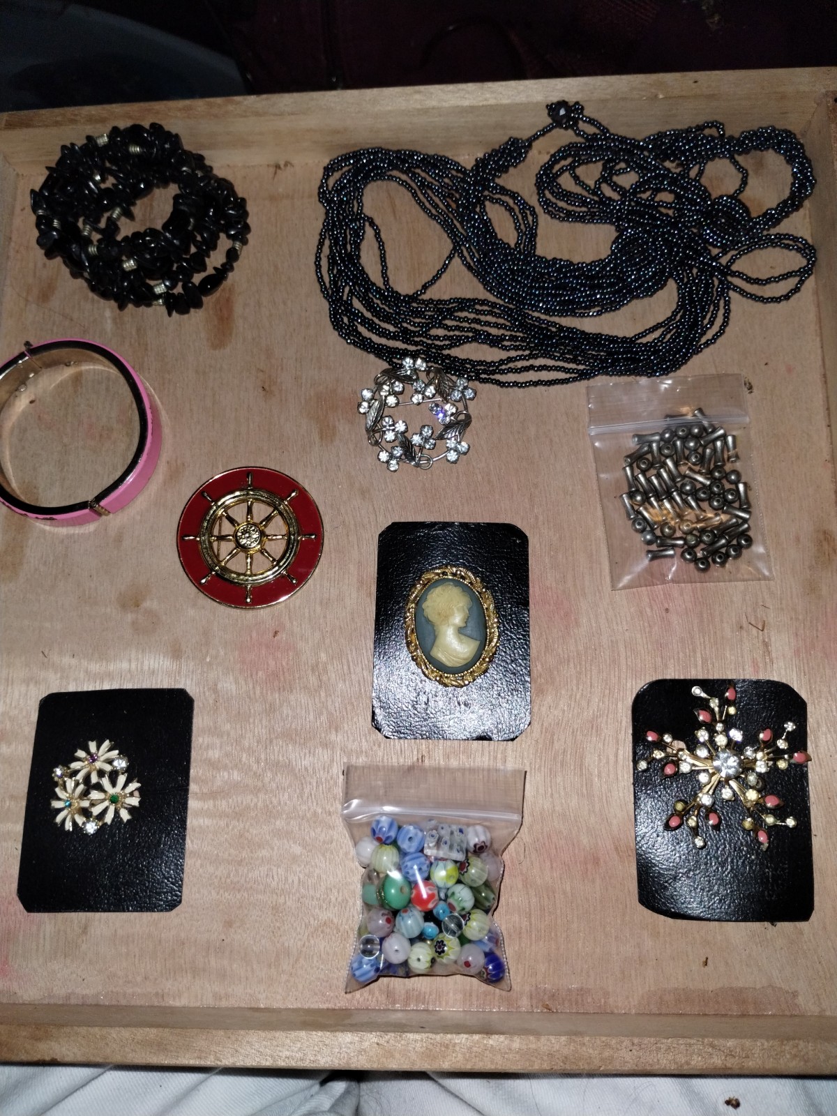 Jewelry Lot of Brooches ~Bracelets~murano glass beads~seed beaded necklace