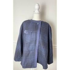 Armani Jeans Women’s Size 8 Blue Plaid Wool Poncho Cape Heavyweight