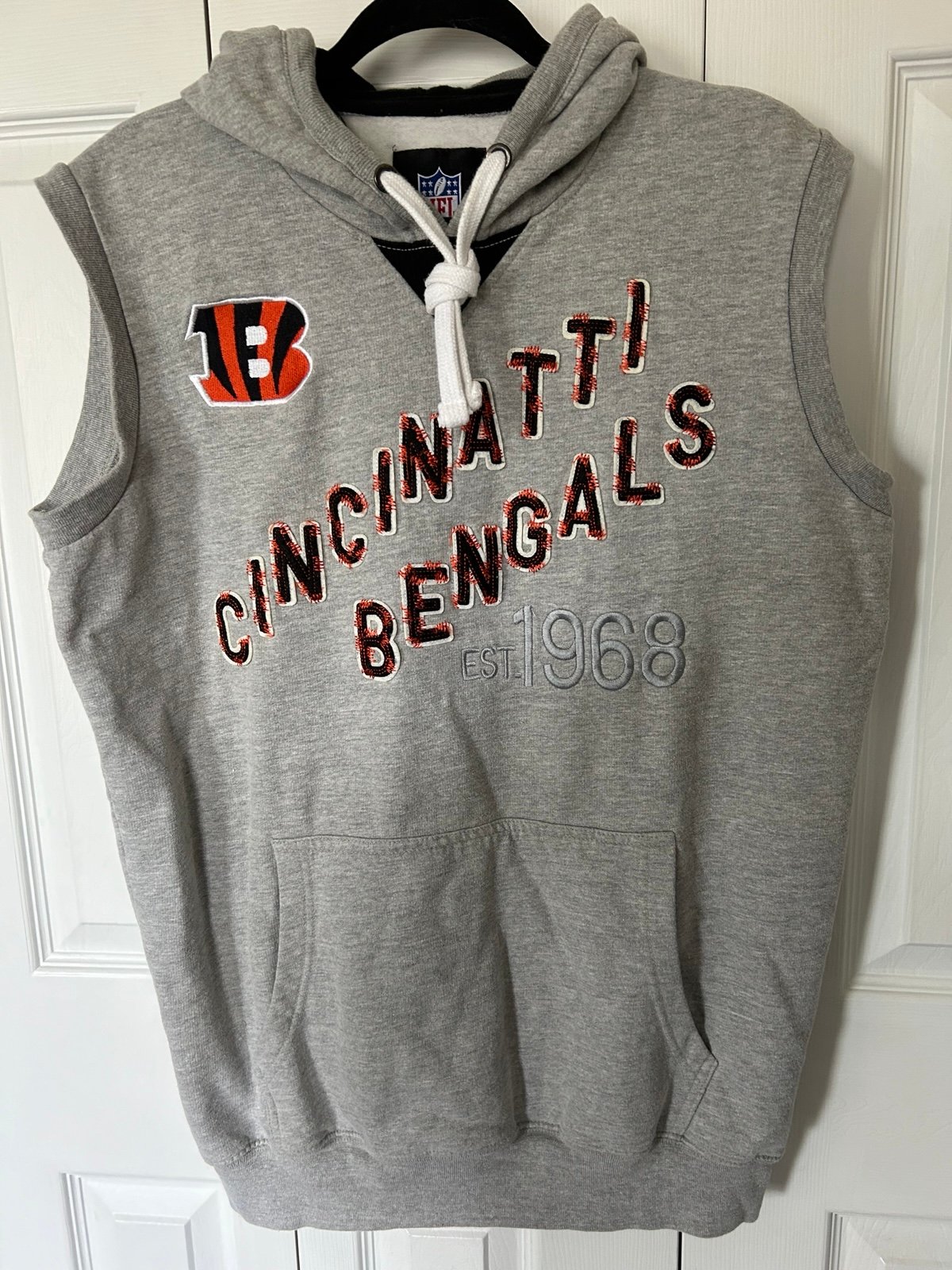 Cincinnati Bengals Sleeveless Hoodie Sweatshirt Vest Large Embroidered EUC