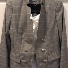 Grey houndstooth plaid pants suit 2P/4