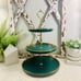 3 Tier Emerald Green and Gold Ceramic Serving Tray/Tower/Stand