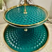3 Tier Emerald Green and Gold Ceramic Serving Tray/Tower/Stand