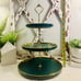 3 Tier Emerald Green and Gold Ceramic Serving Tray/Tower/Stand