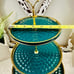 3 Tier Emerald Green and Gold Ceramic Serving Tray/Tower/Stand