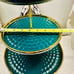 3 Tier Emerald Green and Gold Ceramic Serving Tray/Tower/Stand
