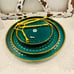 3 Tier Emerald Green and Gold Ceramic Serving Tray/Tower/Stand