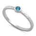 Aqua blue CZ solitaire sterling silver ring size 8
