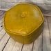 Vtg MCM Gold Mustard Yellow Vinyl Stool Footstool Ottoman Hassock Firm Seat