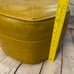 Vtg MCM Gold Mustard Yellow Vinyl Stool Footstool Ottoman Hassock Firm Seat