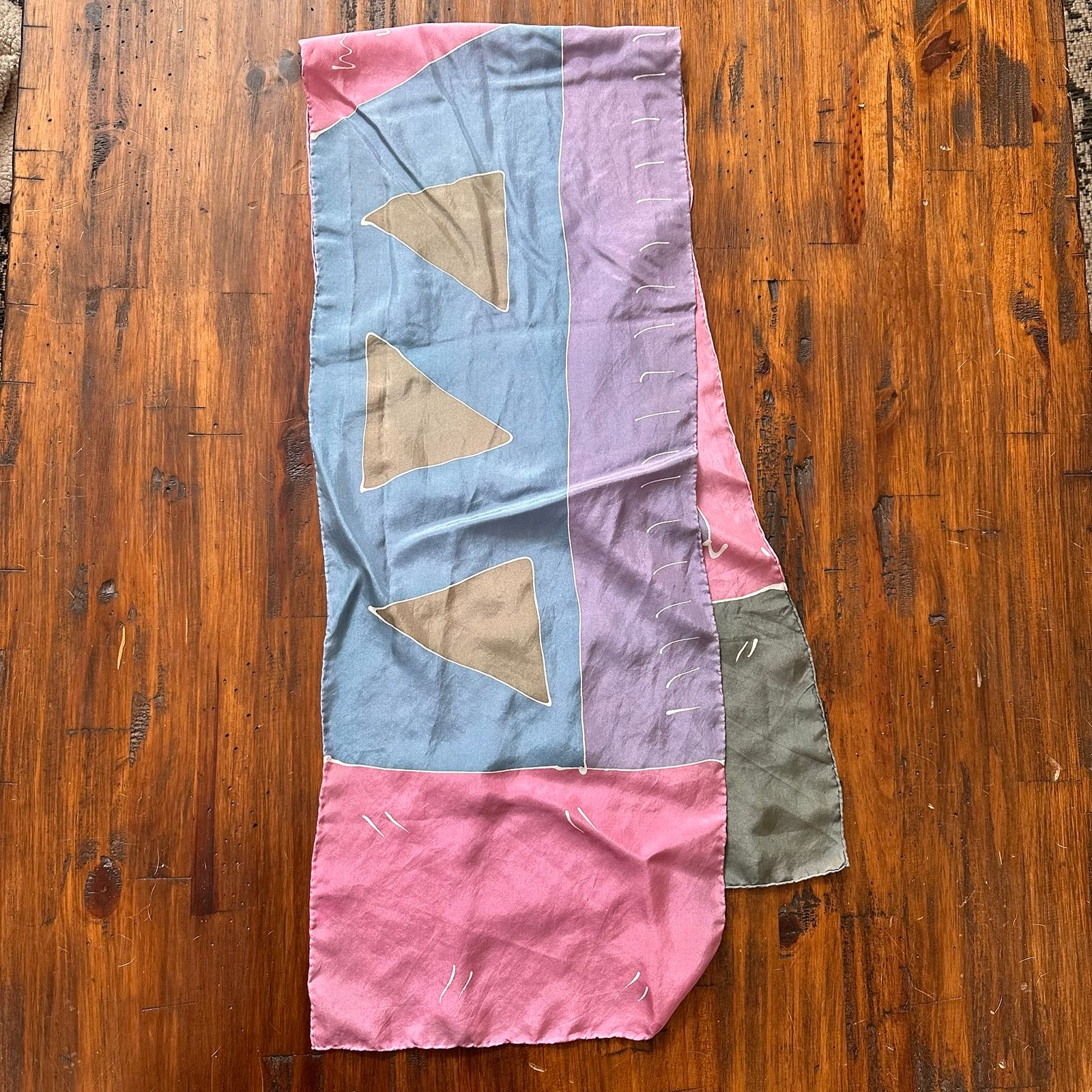 Silk Pastel Rectangle Vintage Scarf