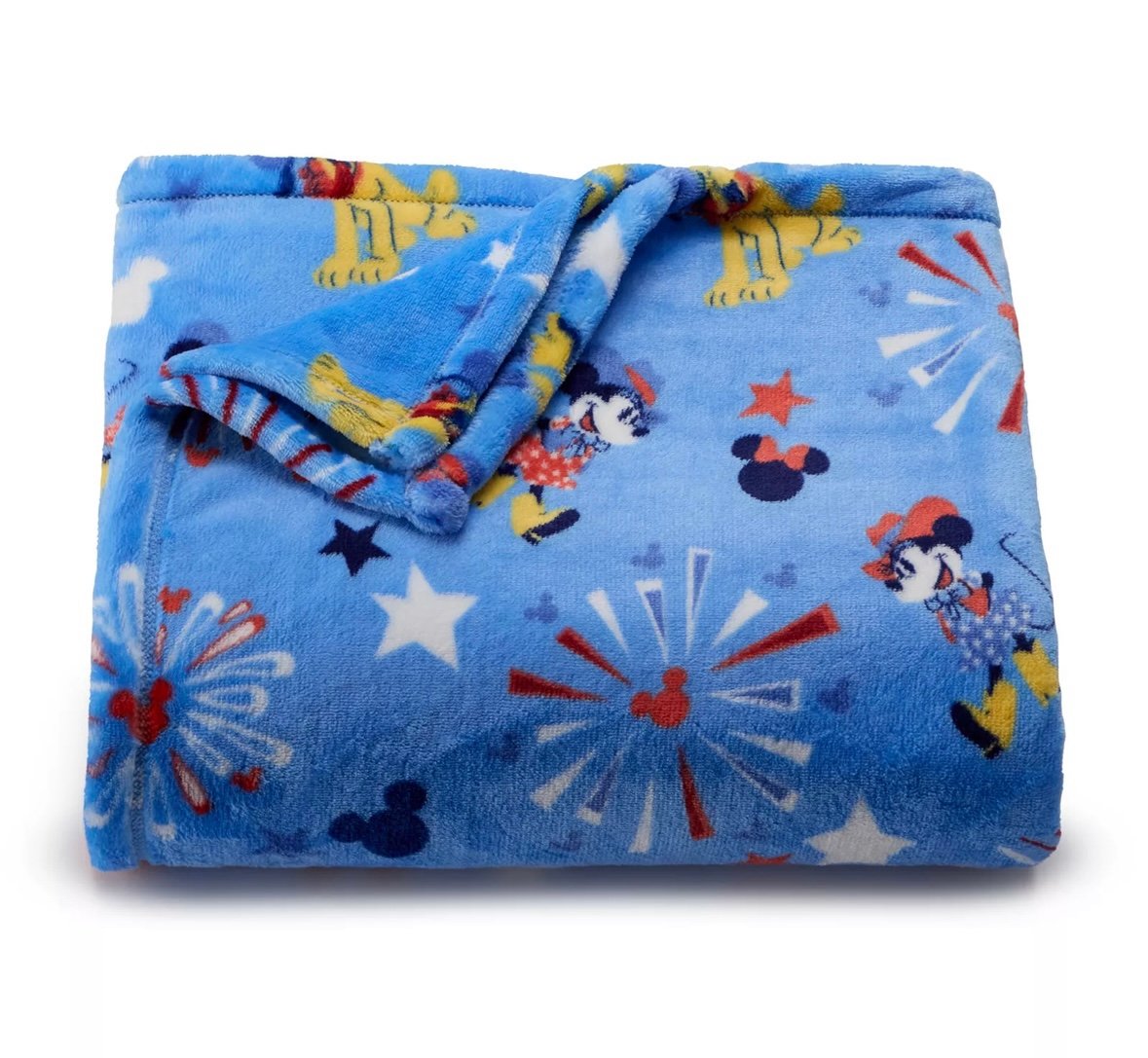 Patriotic Mickey Americana  Blue Plush Throw Blanket 5' x 6 ft - The Big One