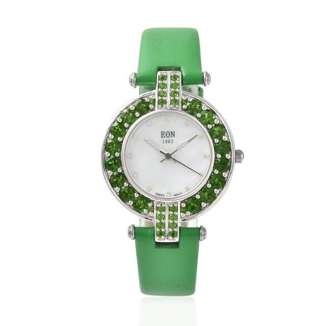 EON 1962 Chrome Diopside, White Zircon Swiss Movement MOP Dial Watch NEW