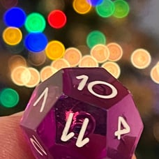 Vintage Armory d12 tanzanite purple gem w/ fresh white rpg d&d dice 122123@