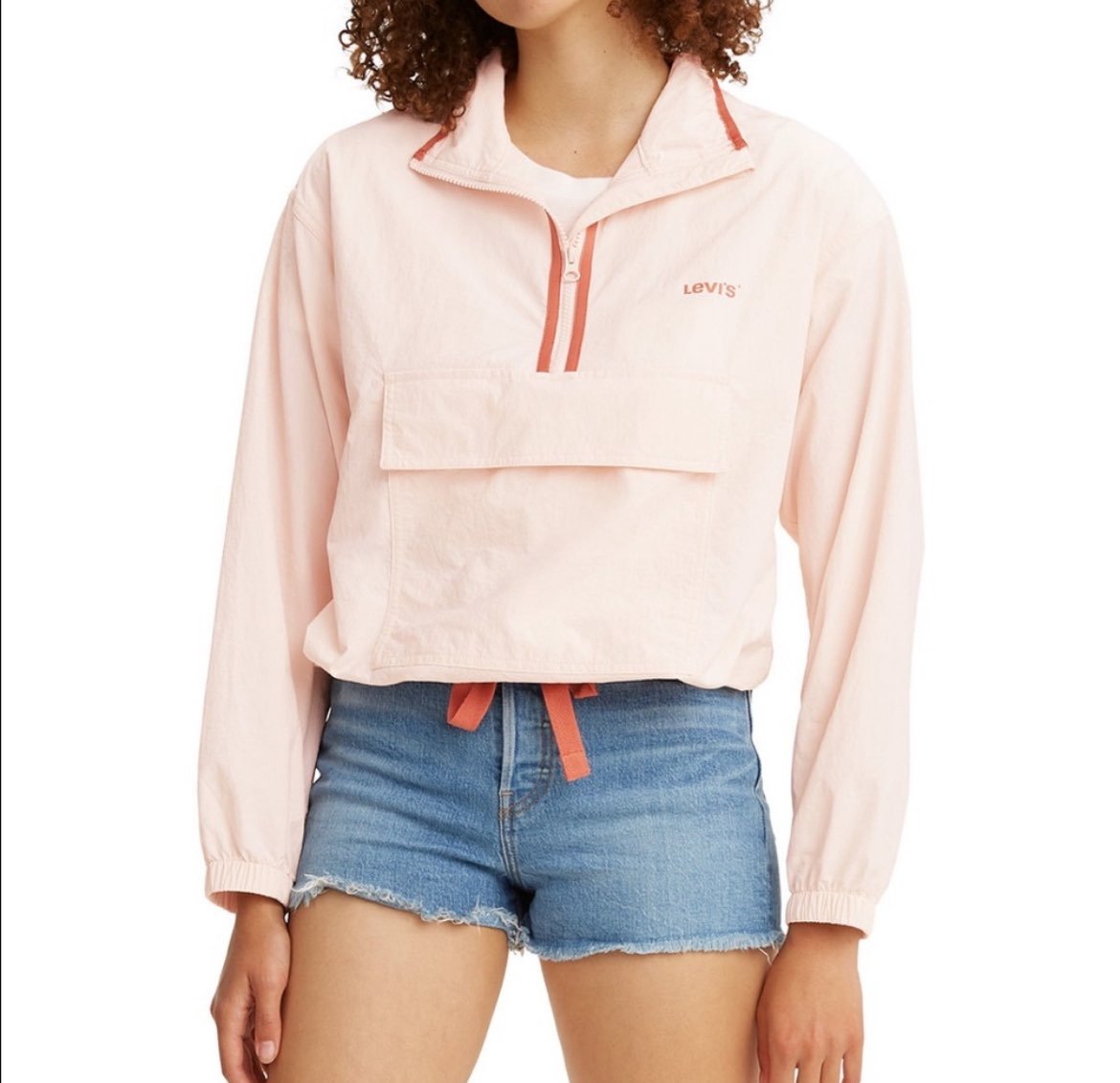 Levi’s Pink Retro Pullover Windbreaker Jacket NWT