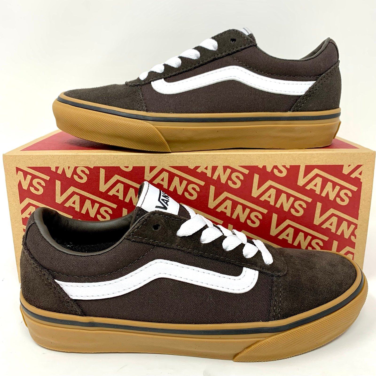 Vans Ward Suede Canvas Shoes Brown Youth 2 Turkish Coff